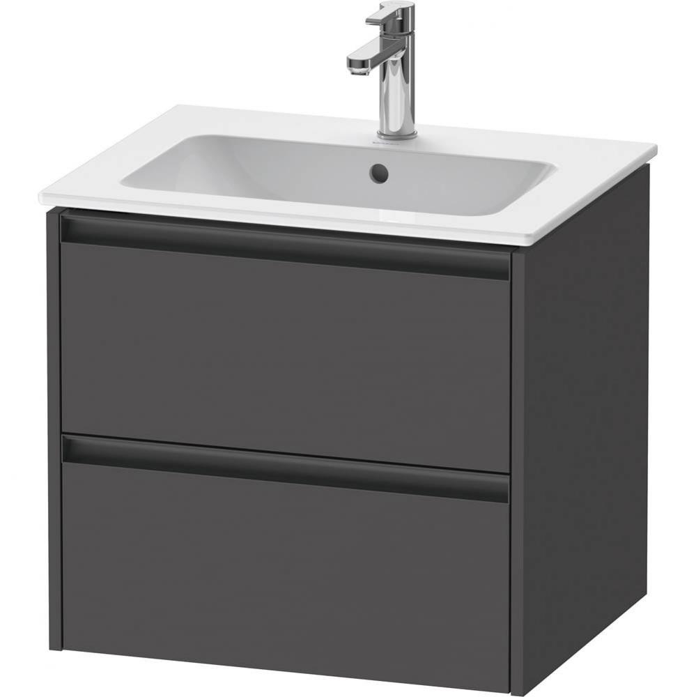Duravit Ketho.2 24'' Wall Mount Two Drawer Single Vanity Cabinet in Matte Graphite, Sink