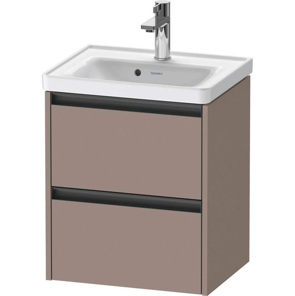 Duravit Ketho.2 19'' Wall Mount Two Drawer Single Vanity Cabinet in Matte Basalt, Sink S