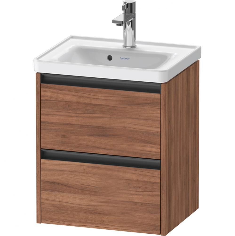 Duravit Ketho.2 19'' Wall Mount Two Drawer Single Vanity Cabinet in Natural Walnut, Sink
