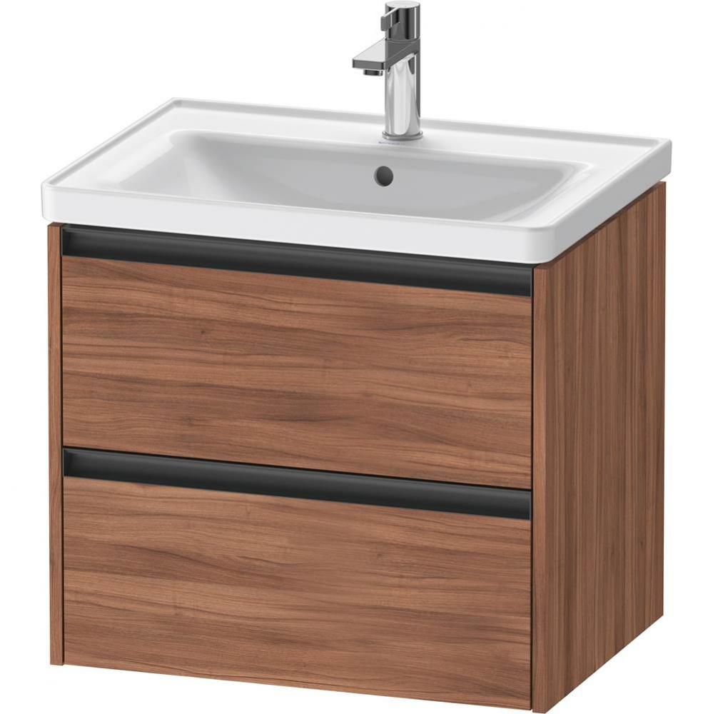 Duravit Ketho.2 25'' Wall Mount Two Drawer Single Vanity Cabinet in Natural Walnut, Sink