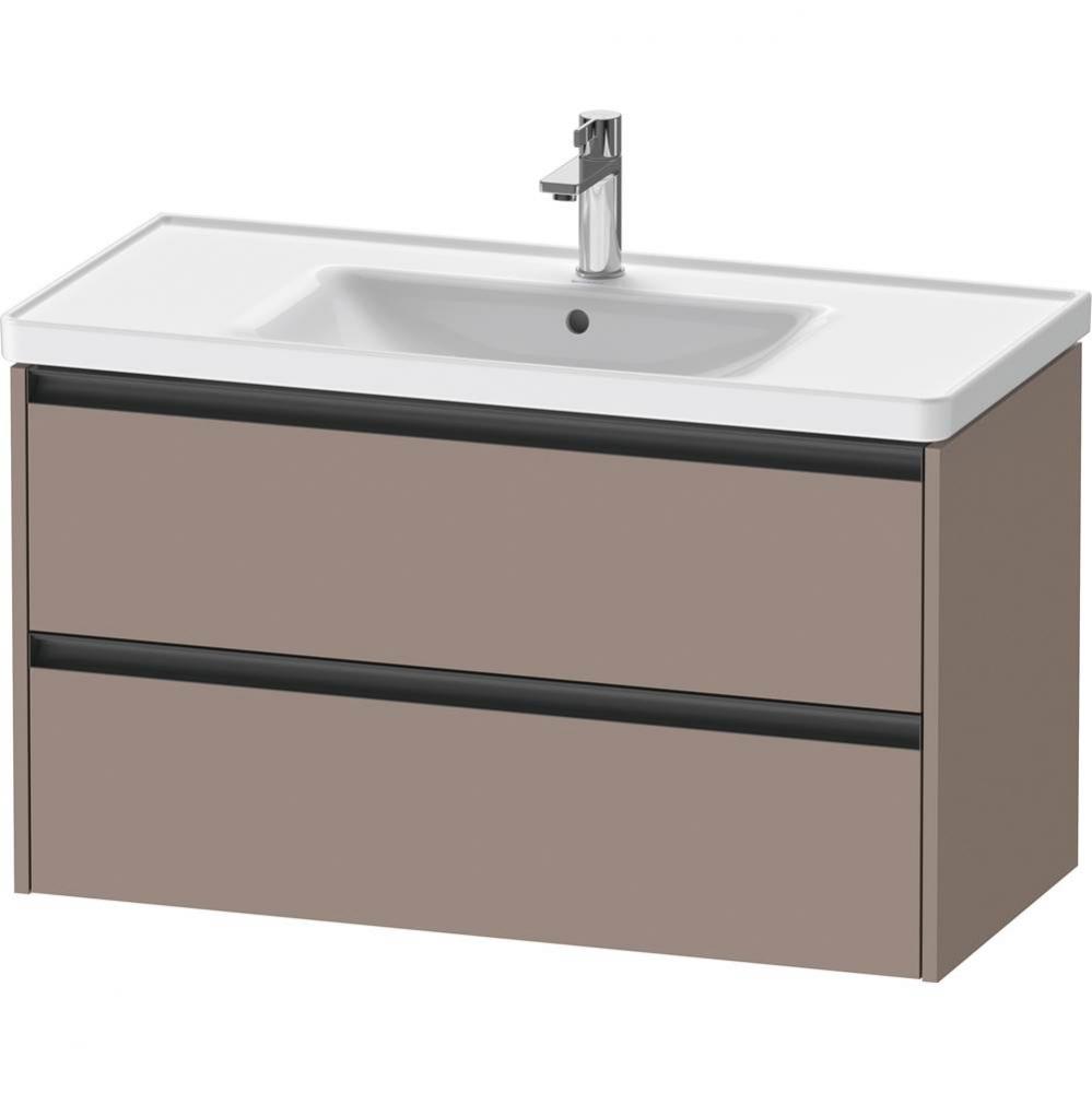 Duravit Ketho.2 38 3/4'' Wall Mount Two Drawer Single Vanity Cabinet in Matte Basalt, Si