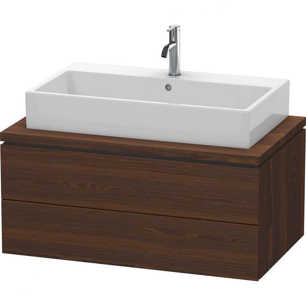 L-Cube Two Drawer Vanity Unit For Console Walnut Brushed