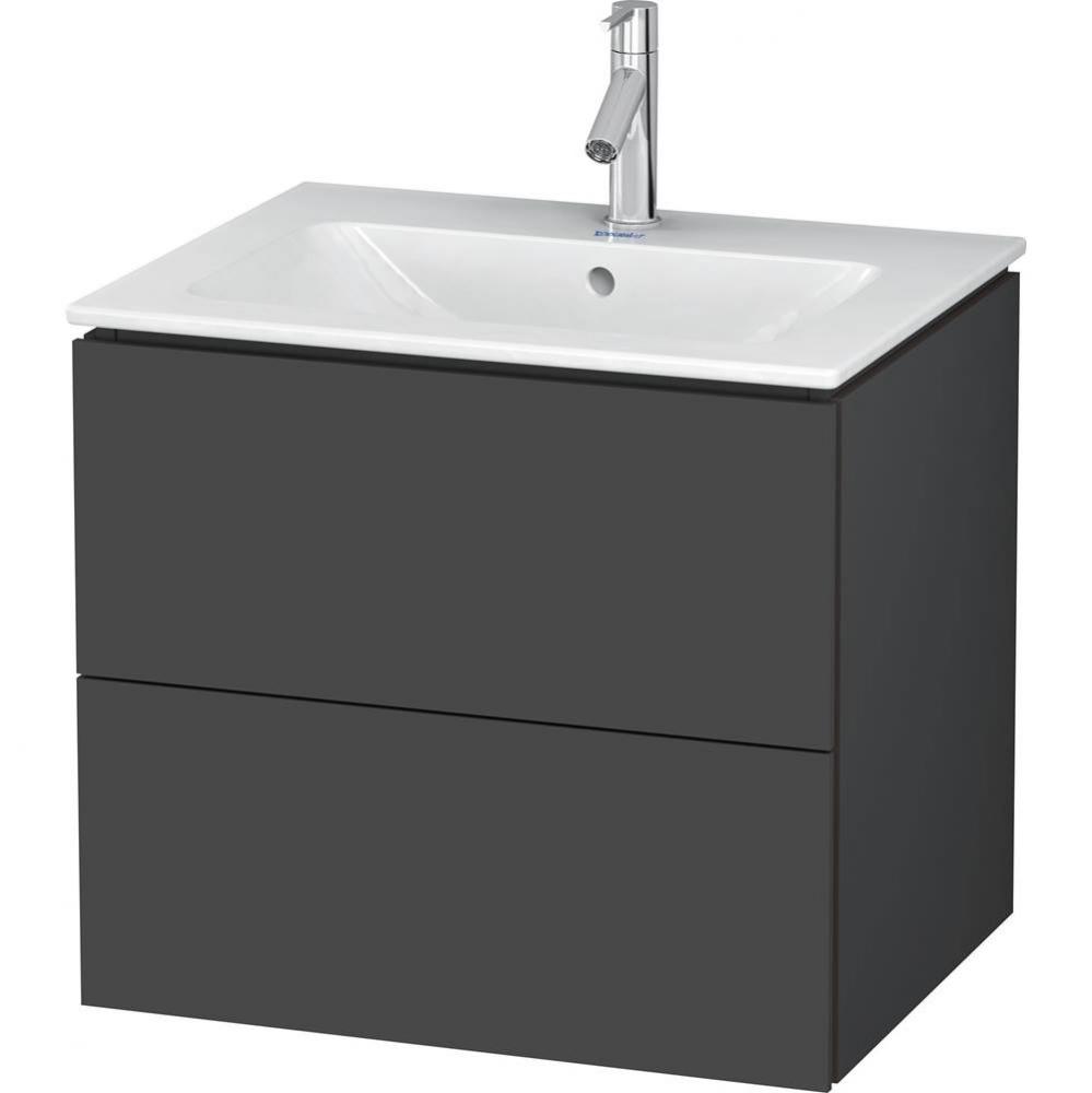 Duravit L-Cube 24 3/8'' Wall Mount Two Drawer Single Vanity Cabinet in Matte Graphite, S