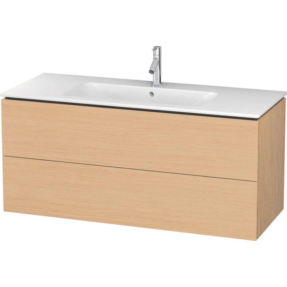 Duravit L-Cube 48'' Wall Mount Two Drawer Single Vanity Cabinet in Natural Oak, Sink Sol
