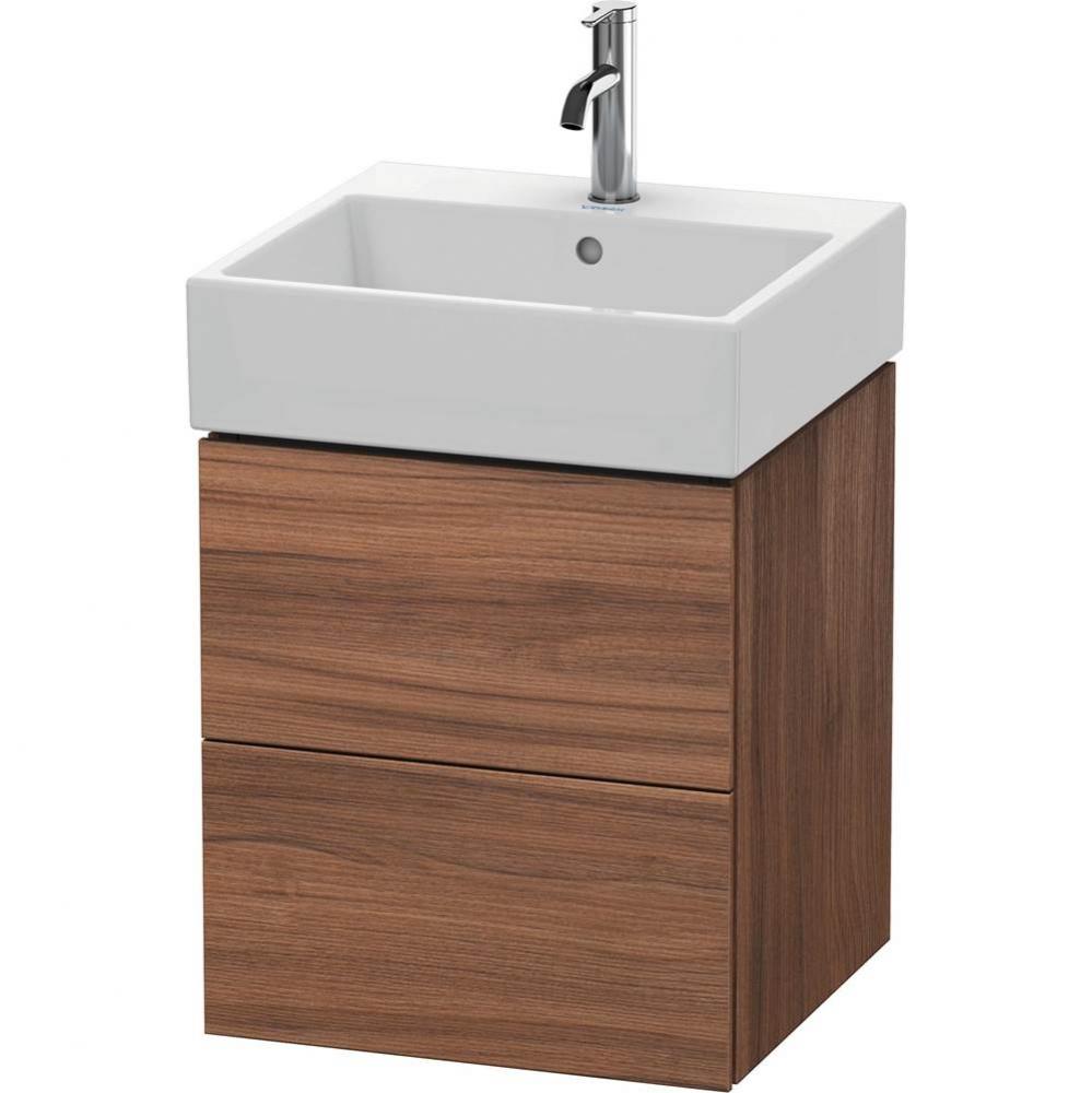 Duravit L-Cube 19'' Wall Mount Two Drawer Single Vanity Cabinet in Natural Walnut, Sink
