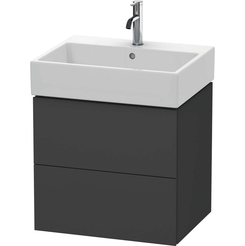 Duravit L-Cube 23'' Wall Mount Two Drawer Single Vanity Cabinet in Matte Graphite, Sink