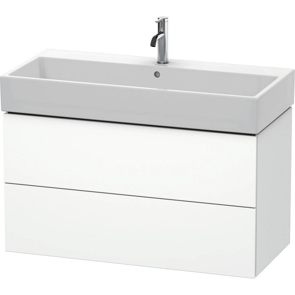 Duravit L-Cube 38 3/4'' Wall Mount Two Drawer Single Vanity Cabinet in Matte White, Sink