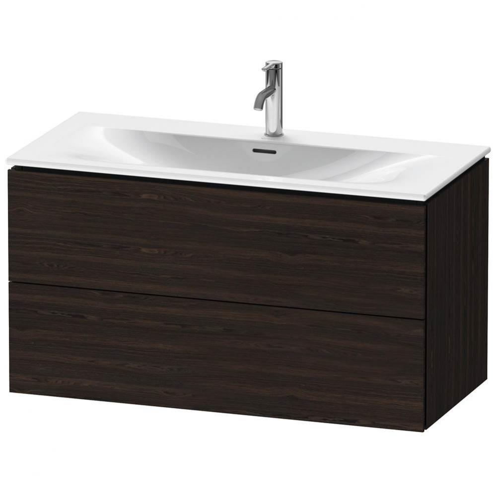 L-Cube Two Drawer Wall-Mount Vanity Unit Walnut Brushed