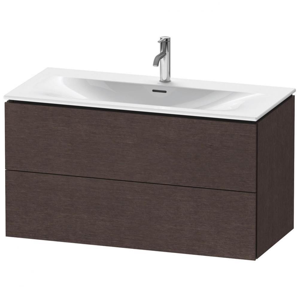 L-Cube Two Drawer Wall-Mount Vanity Unit Dark Brushed Oak