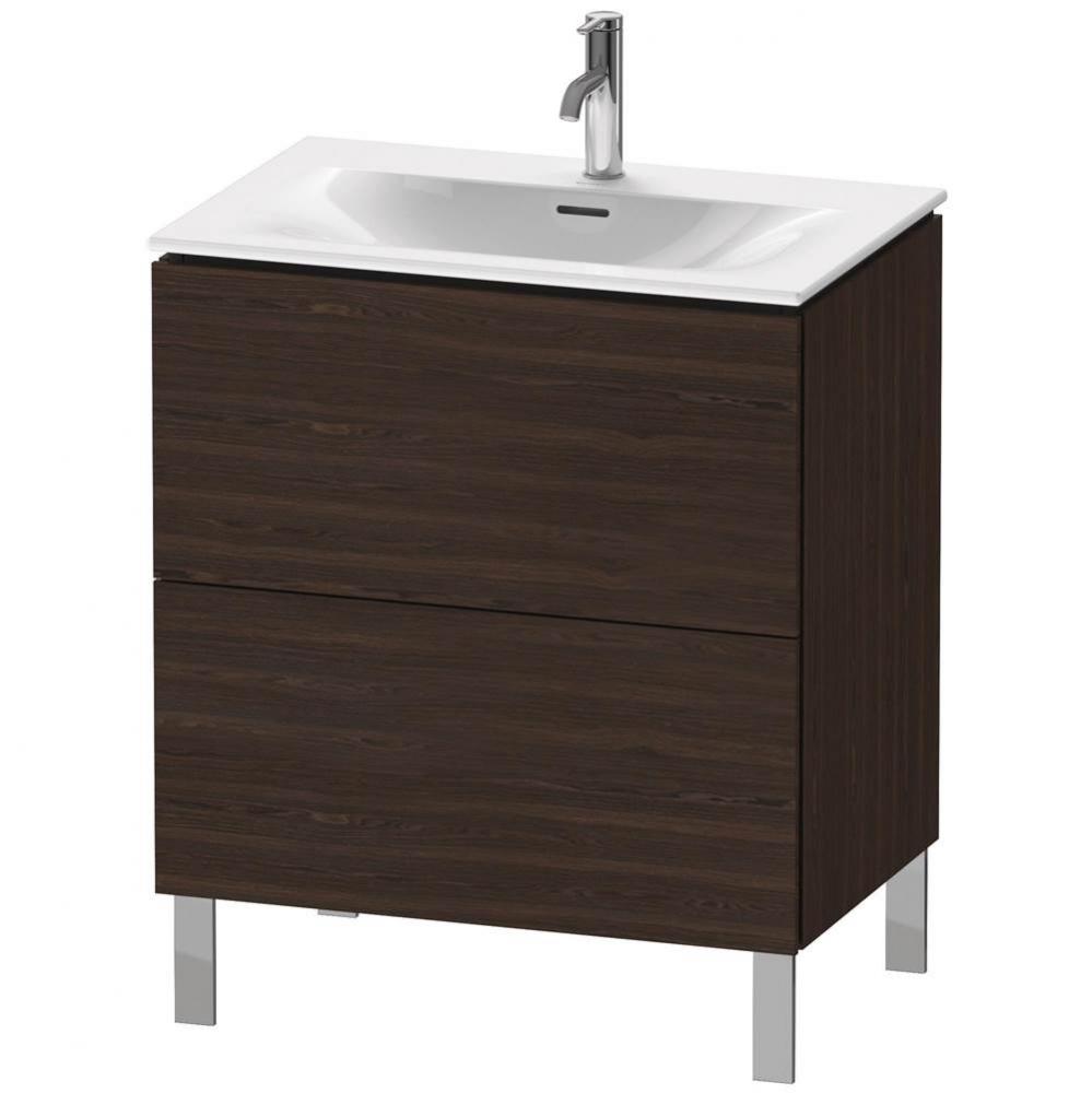 L-Cube Two Drawer Floorstanding Vanity Unit Walnut Brushed