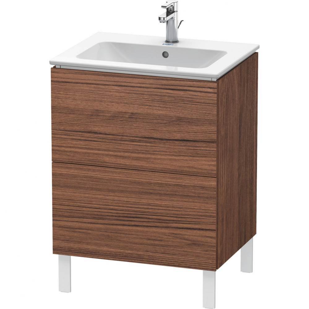 Duravit L-Cube 24 3/8'' Wall Mount Two Drawer Single Vanity Cabinet in Dark Walnut, Sink