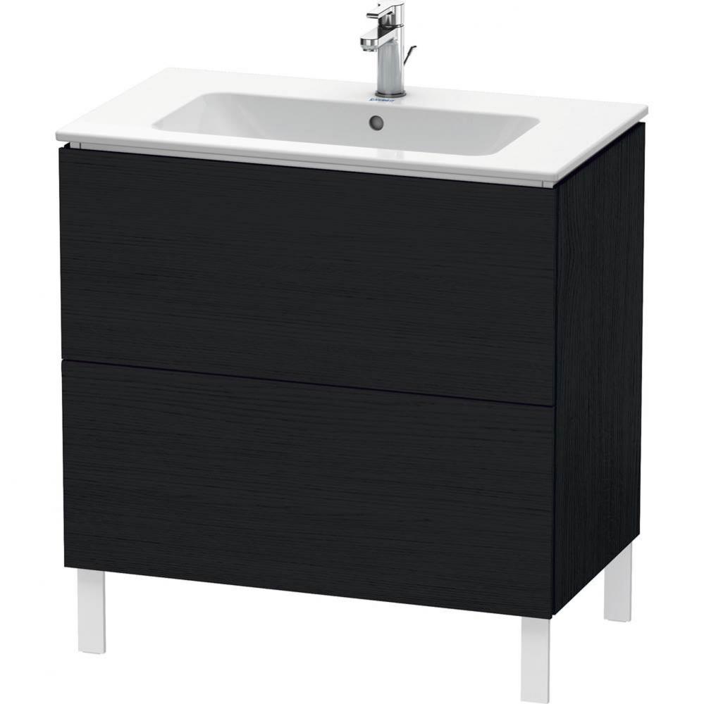 Duravit L-Cube 32 1/4'' Wall Mount Two Drawer Single Vanity Cabinet in Black Oak, Sink S