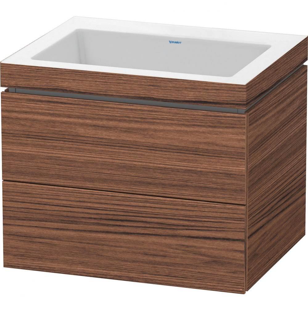 Duravit L-Cube 23 5/8'' Wall Mount Two Drawer c-bonded Single Vanity in Dark Walnut, Inc