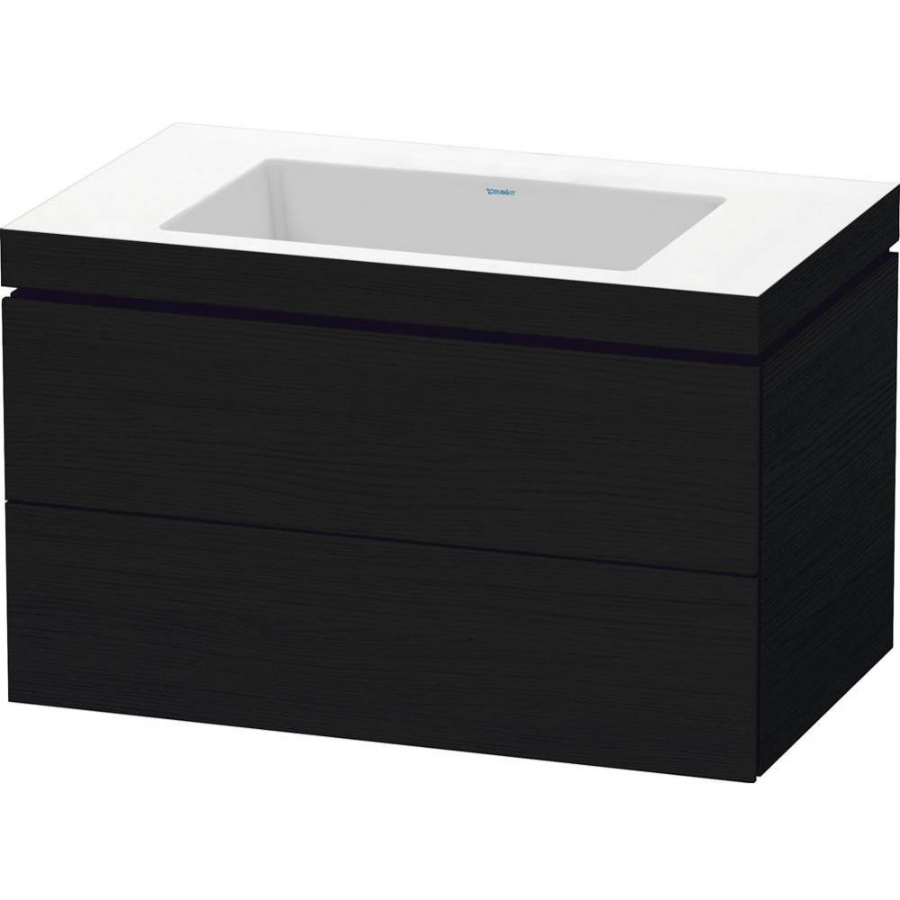 Duravit L-Cube 31 1/2'' Wall Mount Two Drawer c-bonded Single Vanity in Black Oak, Inclu