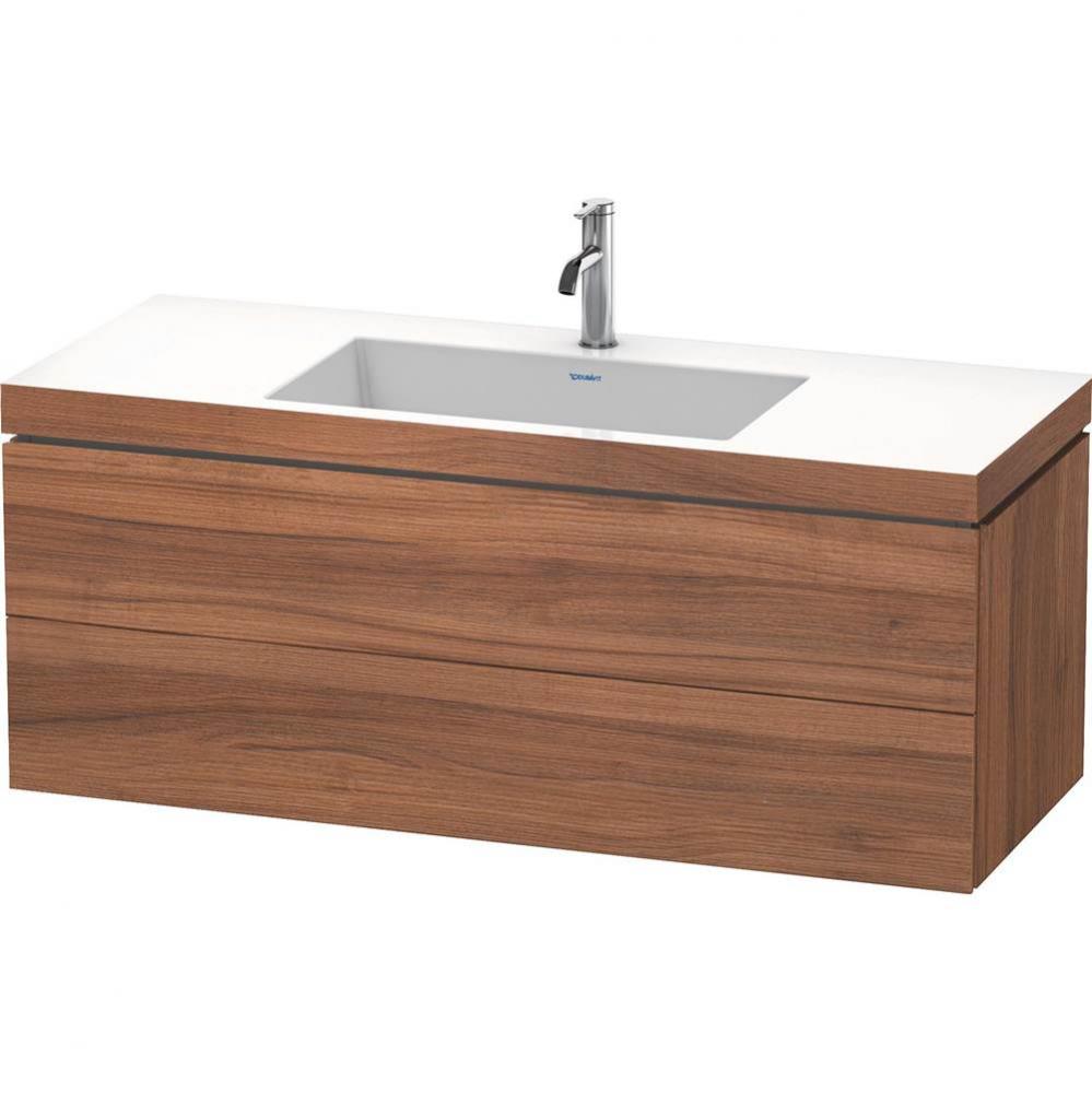 Duravit L-Cube 47 1/4'' Wall Mount Two Drawer c-bonded Single Vanity in Natural Walnut,