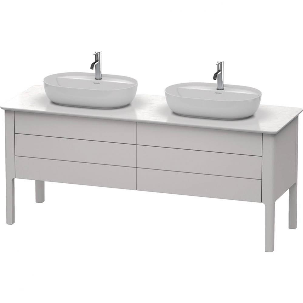 Duravit Luv 68 1/4'' Wall Mount Double Vanity Cabinet in Satin Matte Nordic White, Sink