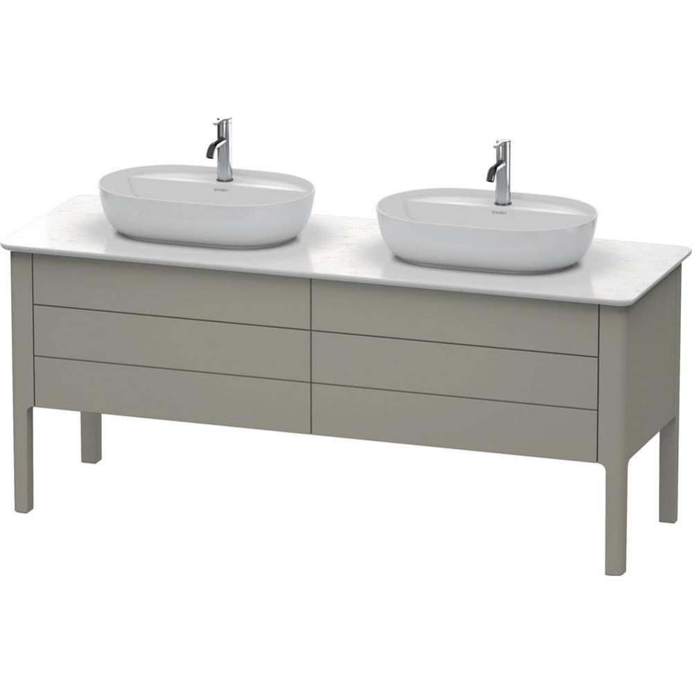 Duravit Luv 68 1/4'' Wall Mount Double Vanity Cabinet in Satin Matte Stone Gray, Sink So