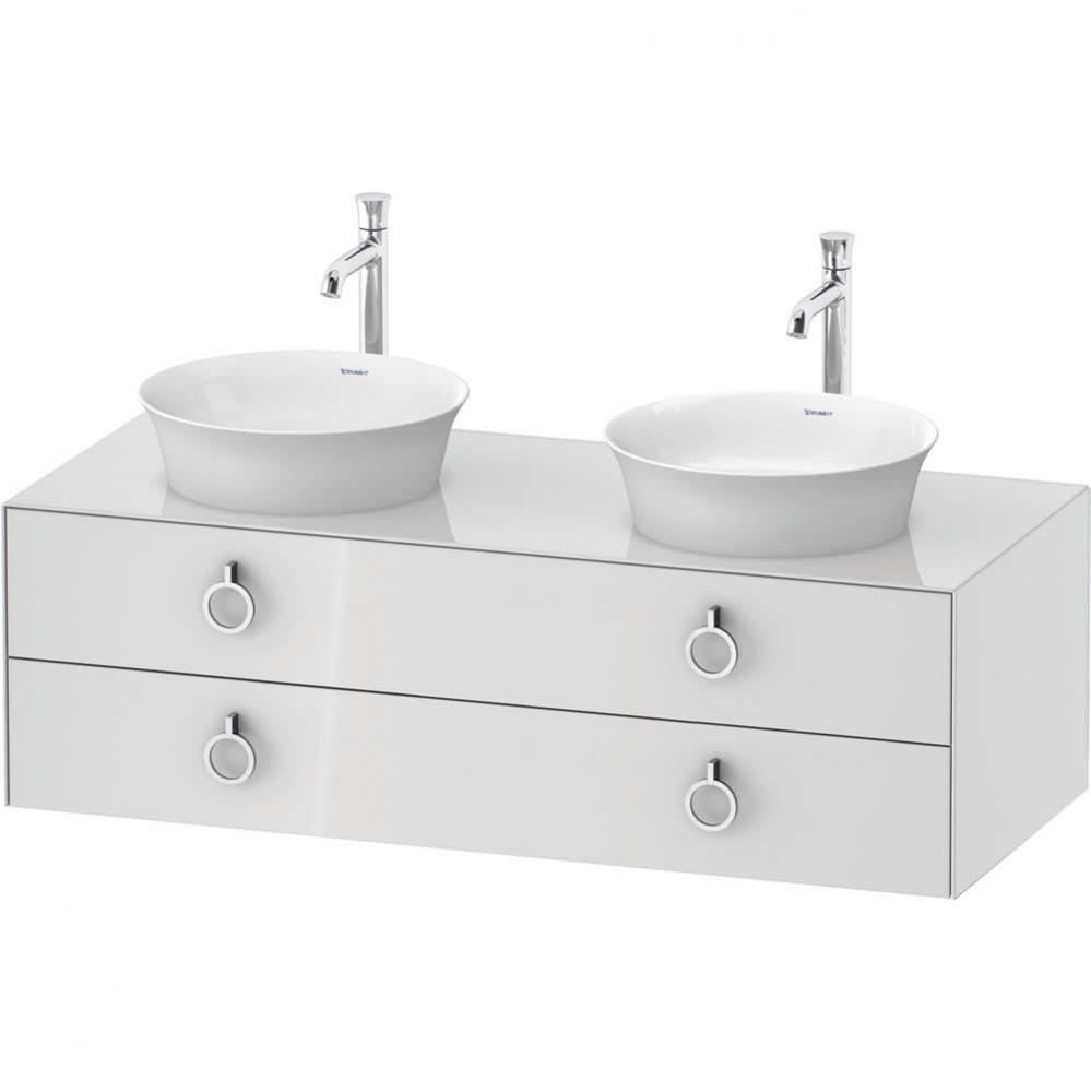 Duravit White Tulip 51 1/8'' Wall Mount Two Drawer Double Vanity Cabinet in High Gloss W