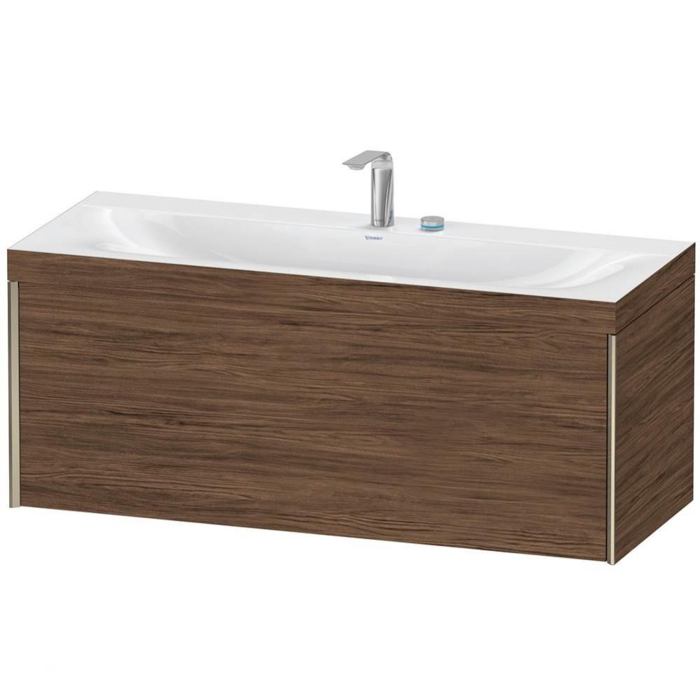 Duravit XViu One Drawer C-Bonded Wall-Mount Vanity Kit Walnut Dark