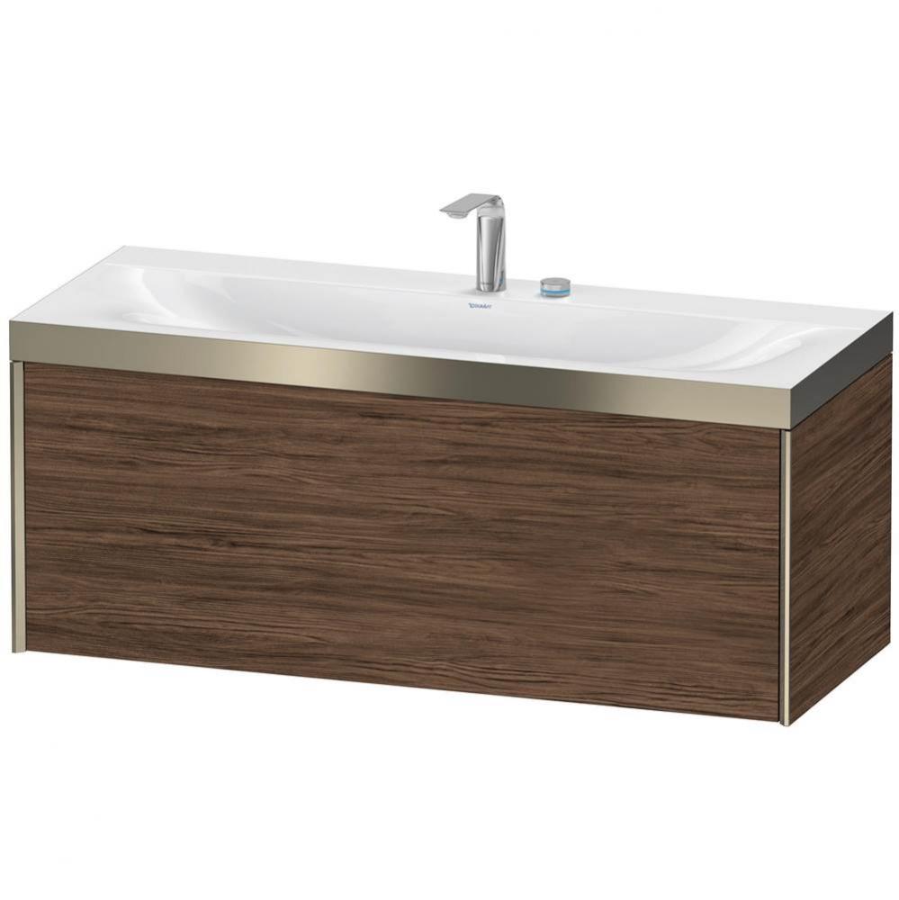 Duravit XViu One Drawer C-Bonded Wall-Mount Vanity Kit Walnut Dark