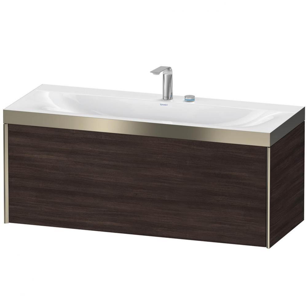 Duravit XViu One Drawer C-Bonded Wall-Mount Vanity Kit Chestnut Dark