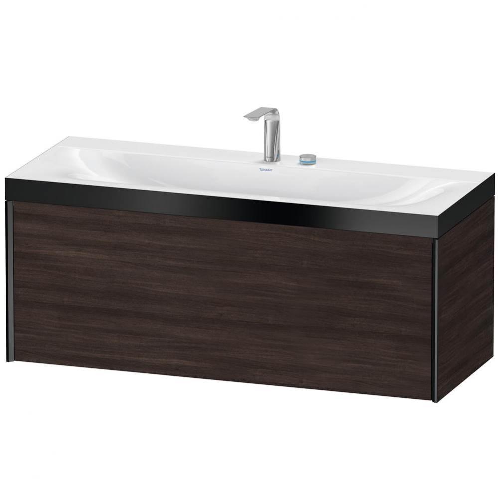 Duravit XViu One Drawer C-Bonded Wall-Mount Vanity Kit Chestnut Dark