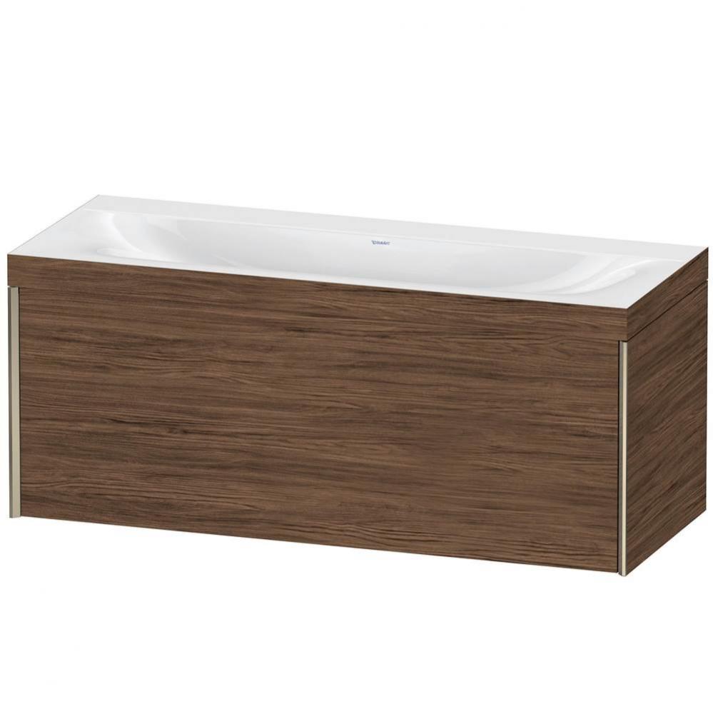 Duravit XViu One Drawer C-Bonded Wall-Mount Vanity Kit Walnut Dark