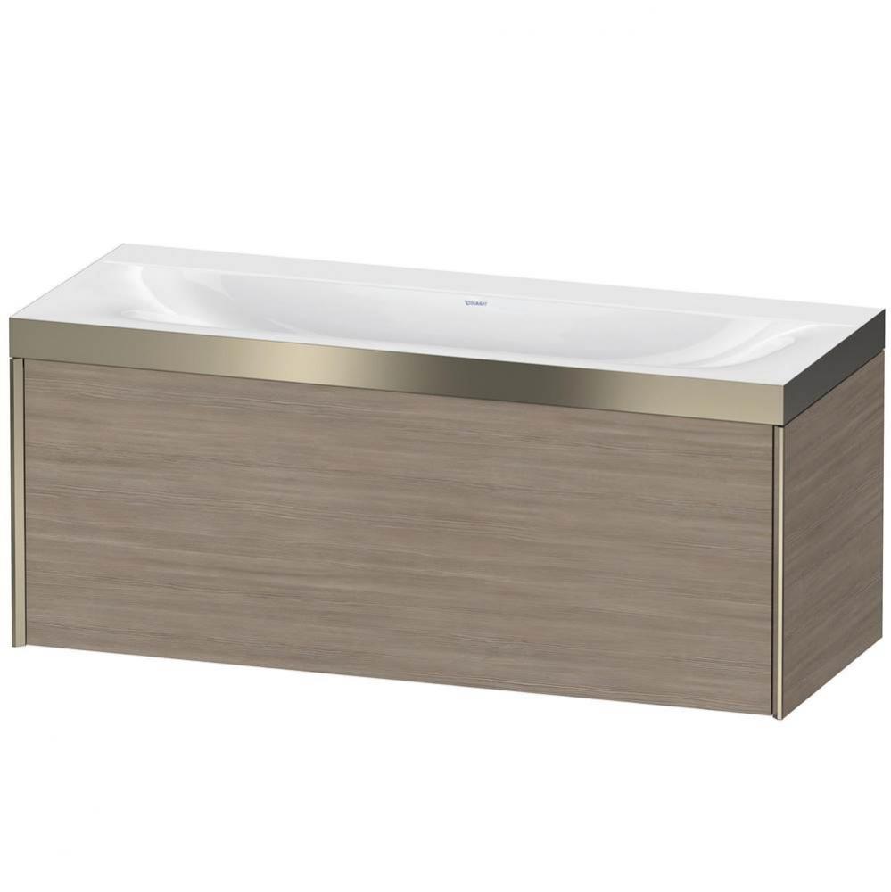Duravit XViu One Drawer C-Bonded Wall-Mount Vanity Kit Silver Pine