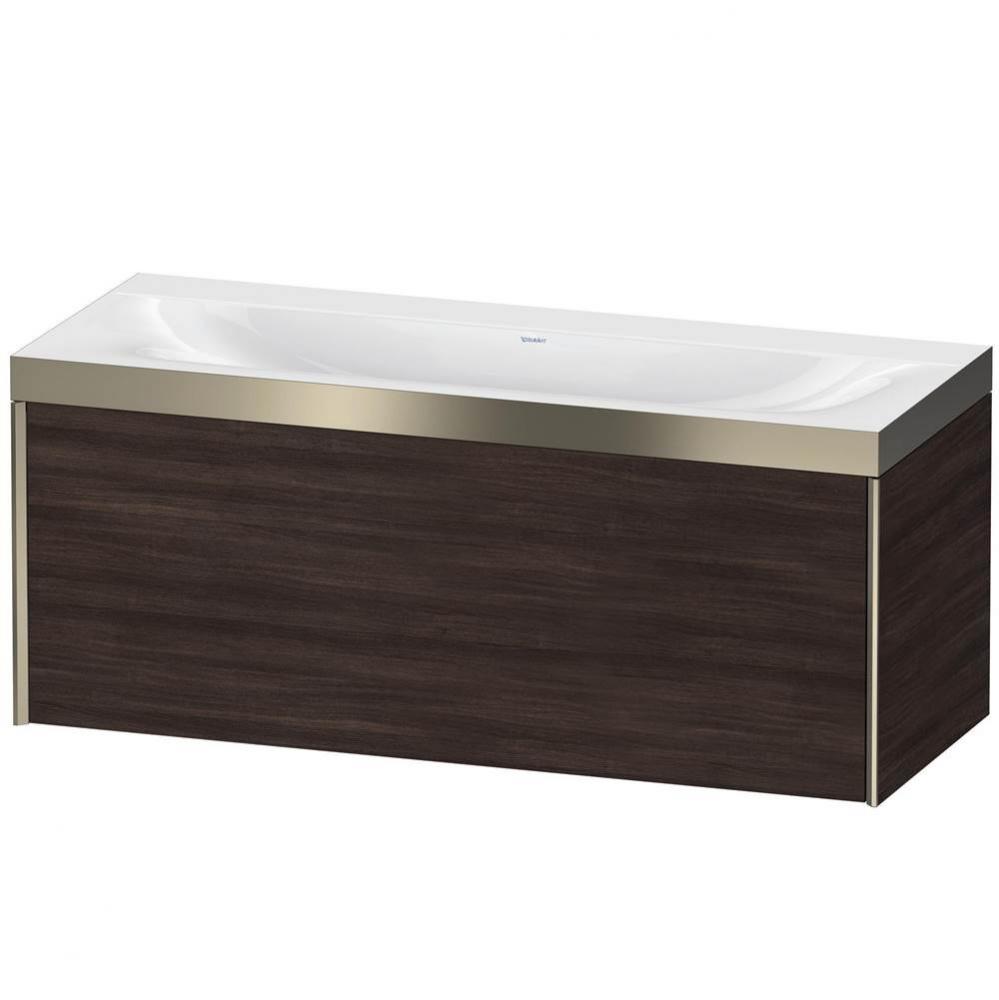 Duravit XViu One Drawer C-Bonded Wall-Mount Vanity Kit Chestnut Dark