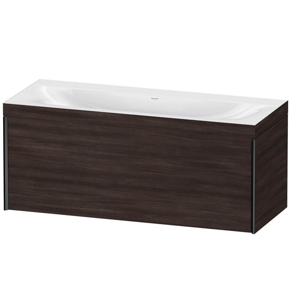 Duravit XViu One Drawer C-Bonded Wall-Mount Vanity Kit Chestnut Dark