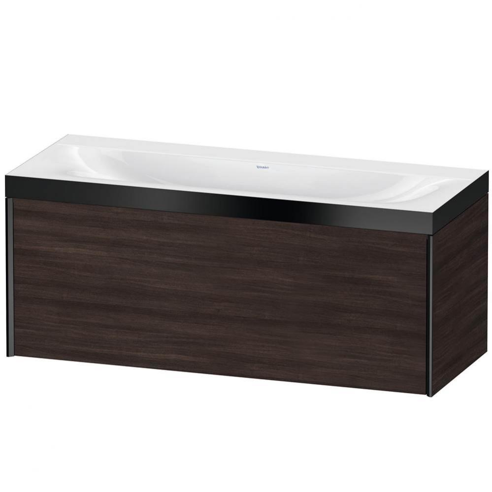 Duravit XViu One Drawer C-Bonded Wall-Mount Vanity Kit Chestnut Dark