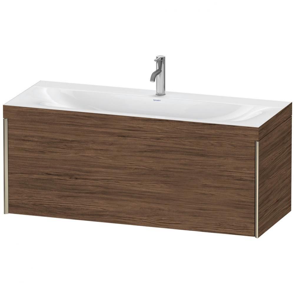 Duravit XViu One Drawer C-Bonded Wall-Mount Vanity Kit Walnut Dark
