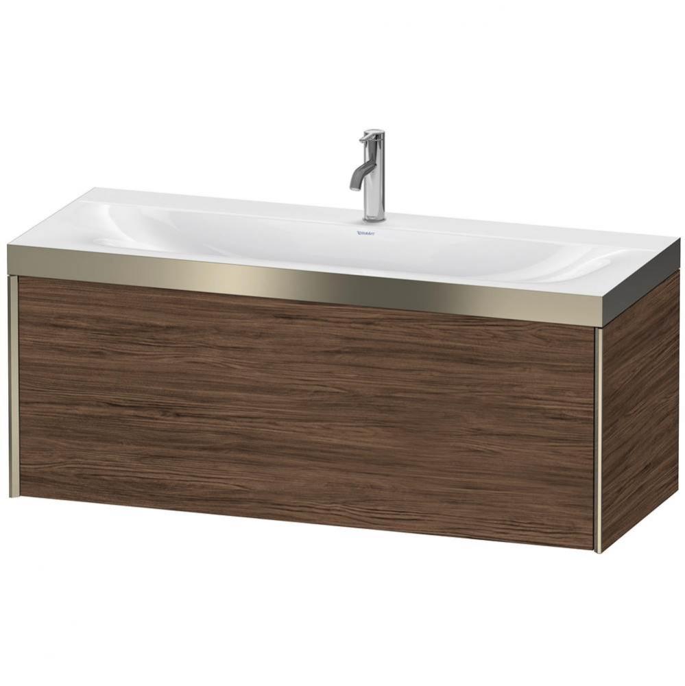 Duravit XViu One Drawer C-Bonded Wall-Mount Vanity Kit Walnut Dark