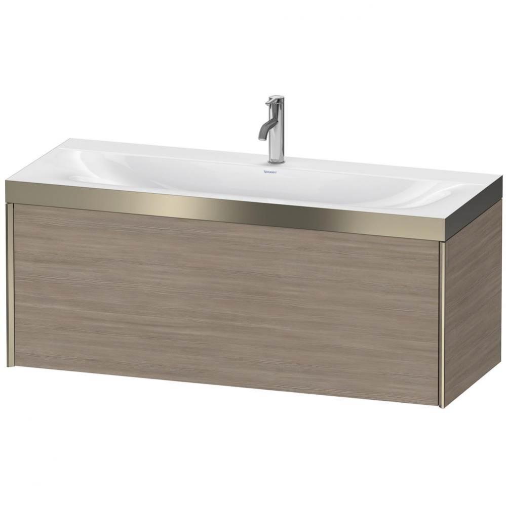 Duravit XViu One Drawer C-Bonded Wall-Mount Vanity Kit Silver Pine