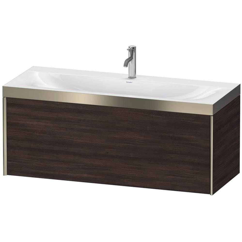 Duravit XViu One Drawer C-Bonded Wall-Mount Vanity Kit Chestnut Dark