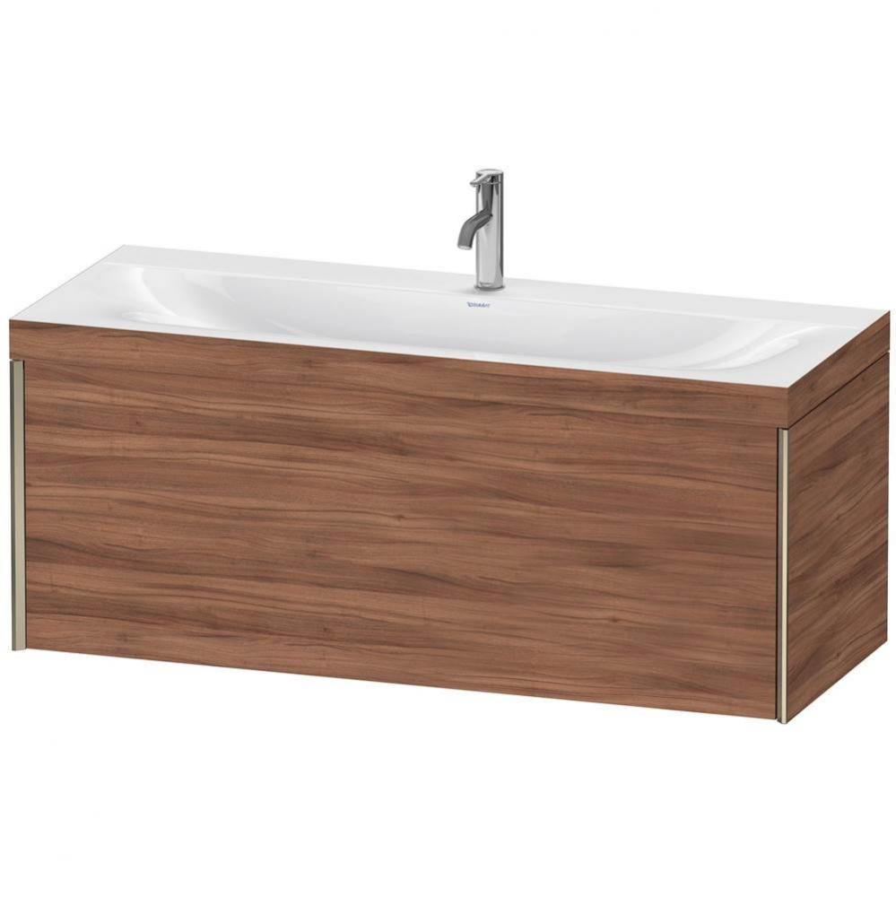 Duravit XViu One Drawer C-Bonded Wall-Mount Vanity Kit Walnut