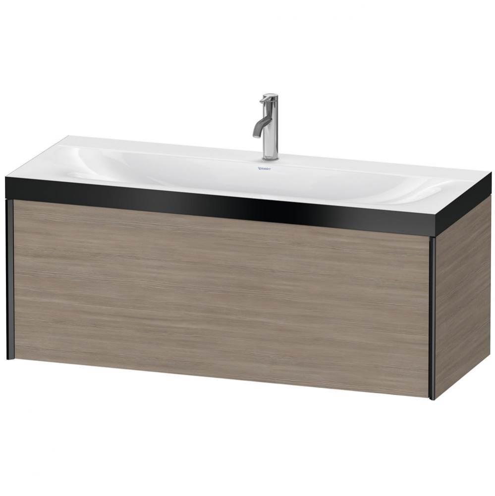 Duravit XViu One Drawer C-Bonded Wall-Mount Vanity Kit Silver Pine