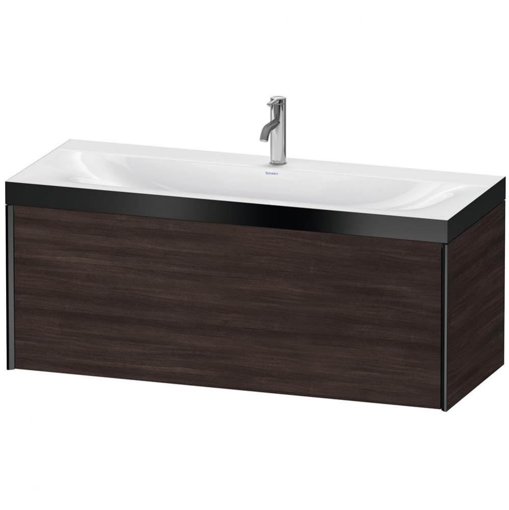 Duravit XViu One Drawer C-Bonded Wall-Mount Vanity Kit Chestnut Dark