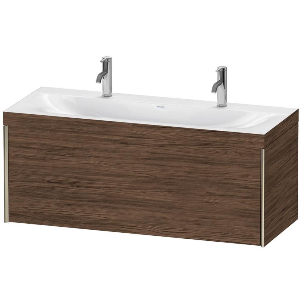 Duravit XViu One Drawer C-Bonded Wall-Mount Vanity Kit Walnut Dark