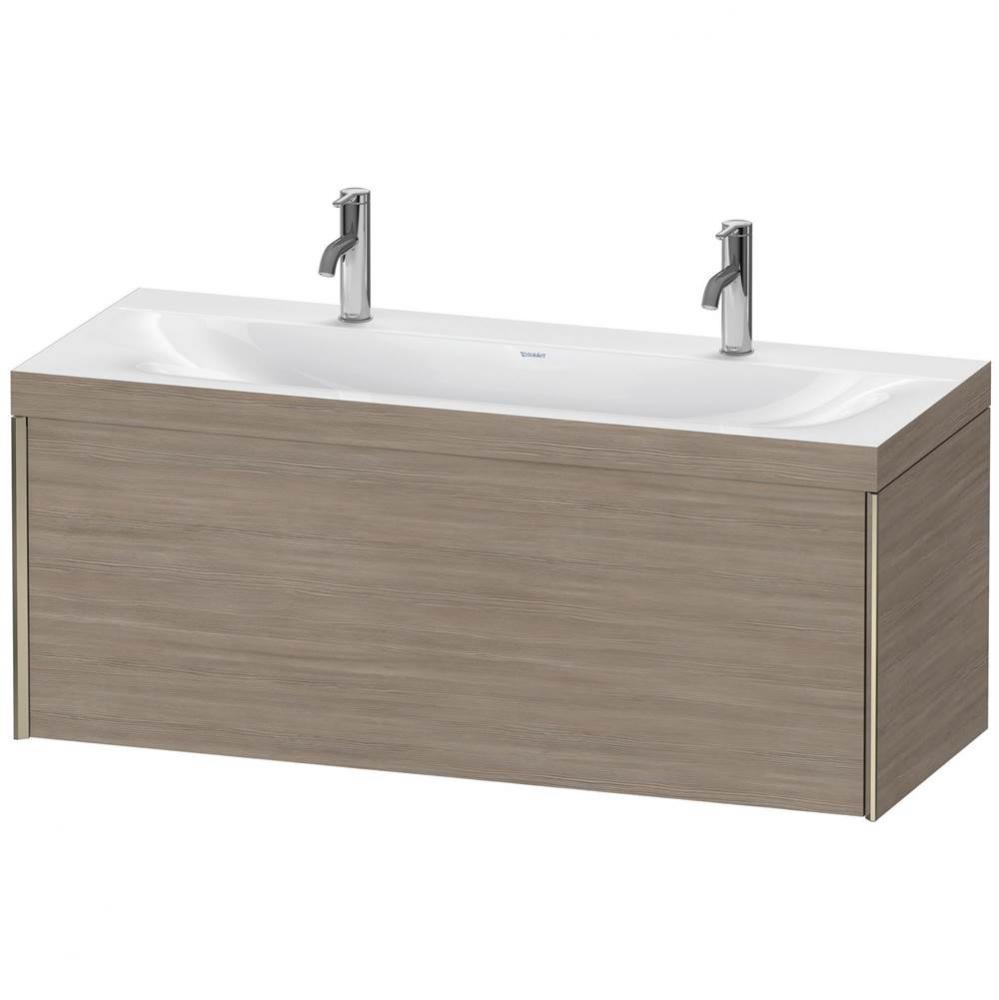 Duravit XViu One Drawer C-Bonded Wall-Mount Vanity Kit Silver Pine