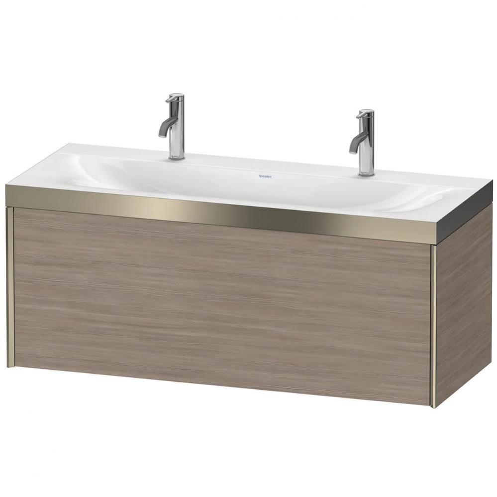 Duravit XViu One Drawer C-Bonded Wall-Mount Vanity Kit Silver Pine