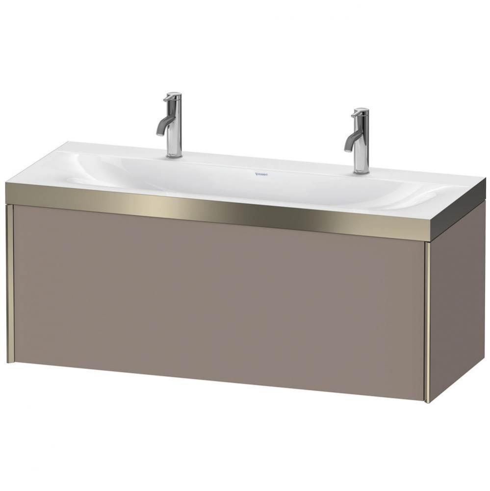 Duravit XViu One Drawer C-Bonded Wall-Mount Vanity Kit Basalt