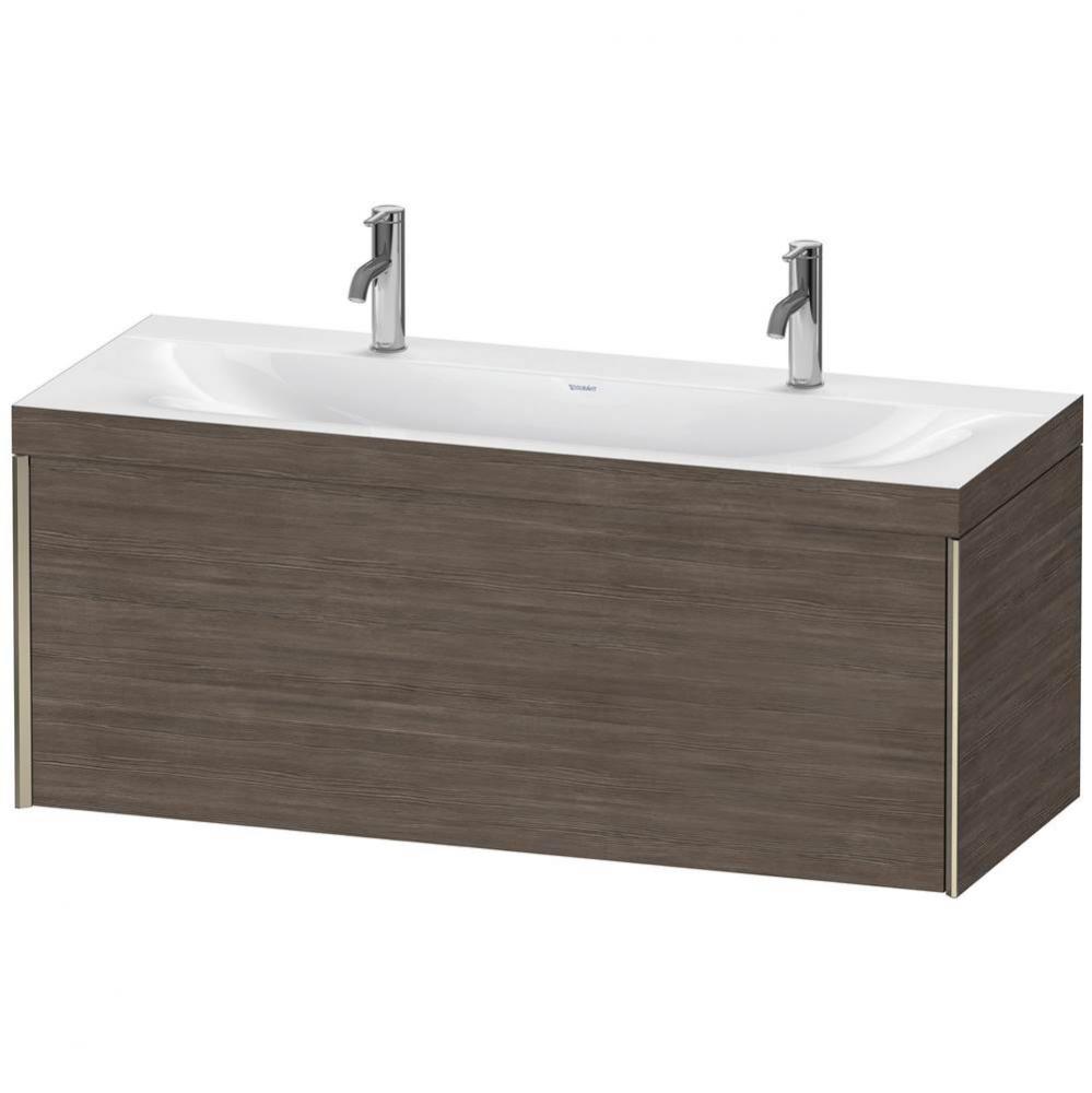 Duravit XViu One Drawer C-Bonded Wall-Mount Vanity Kit Pine Terra