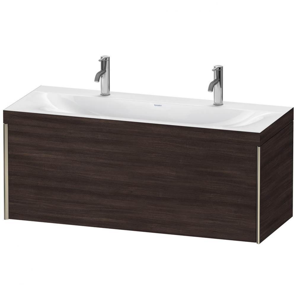 Duravit XViu One Drawer C-Bonded Wall-Mount Vanity Kit Chestnut Dark