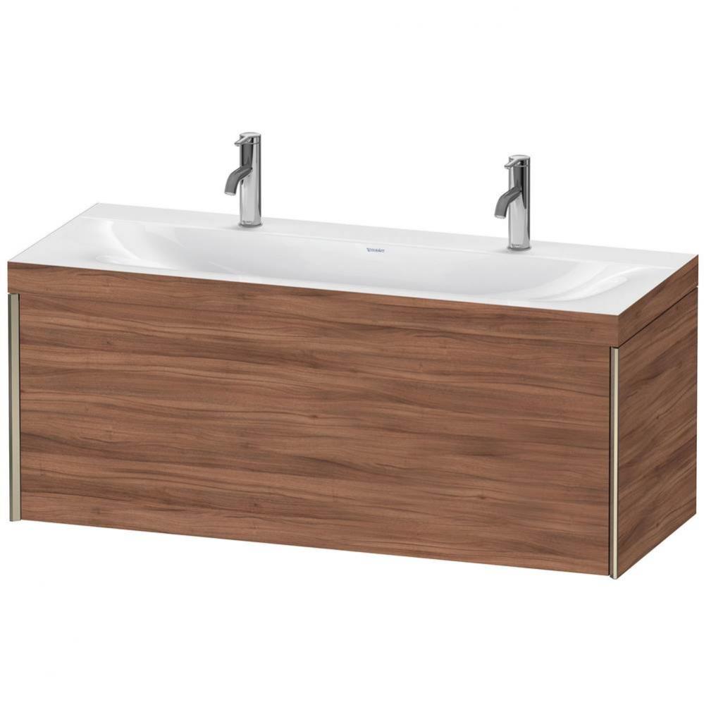 Duravit XViu One Drawer C-Bonded Wall-Mount Vanity Kit Walnut