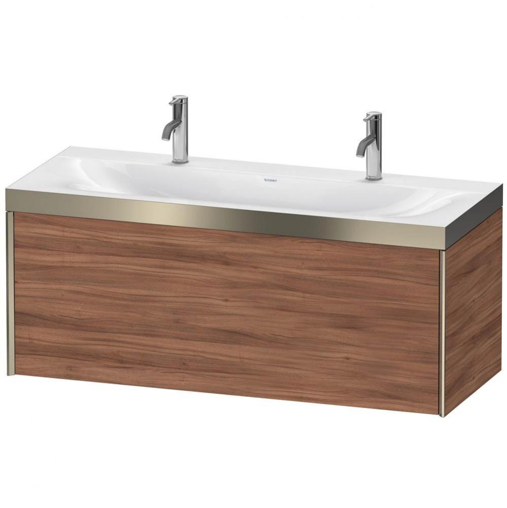 Duravit XViu One Drawer C-Bonded Wall-Mount Vanity Kit Walnut