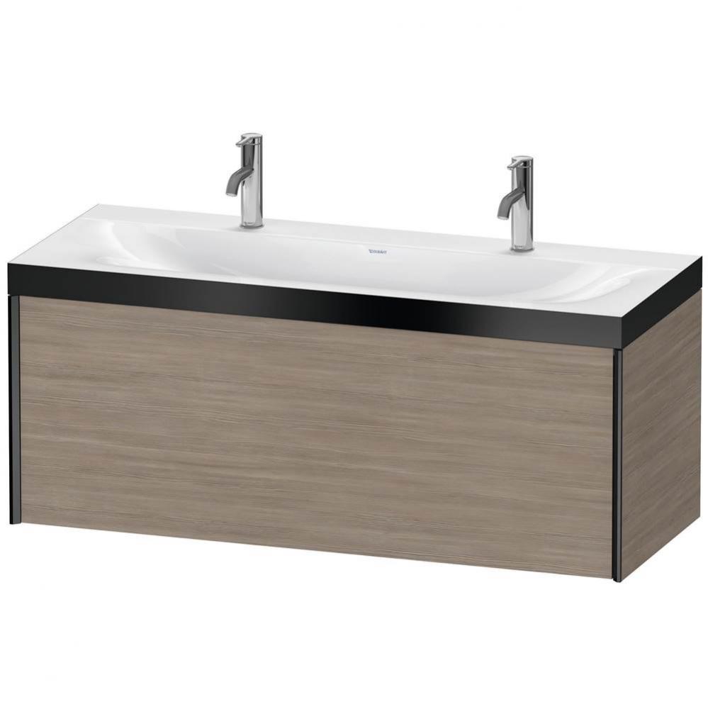 Duravit XViu One Drawer C-Bonded Wall-Mount Vanity Kit Silver Pine