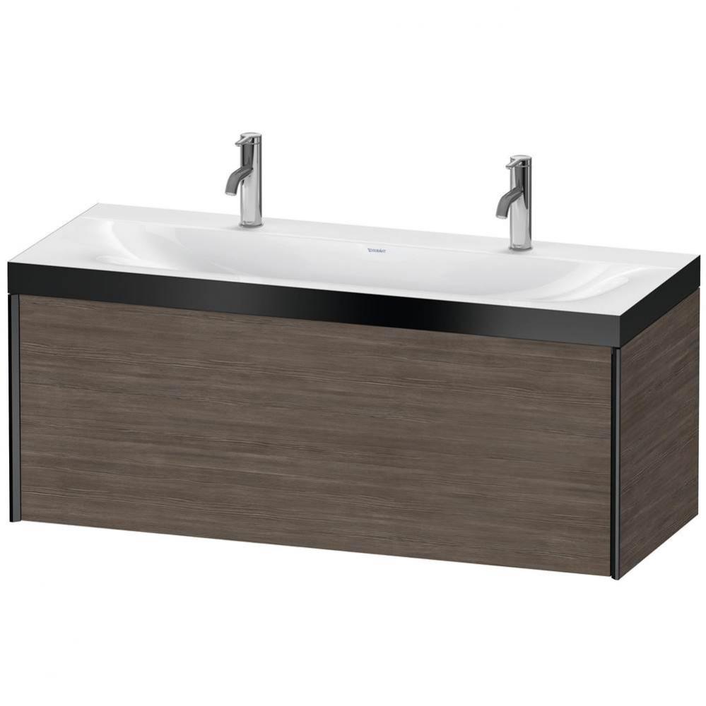 Duravit XViu One Drawer C-Bonded Wall-Mount Vanity Kit Pine Terra