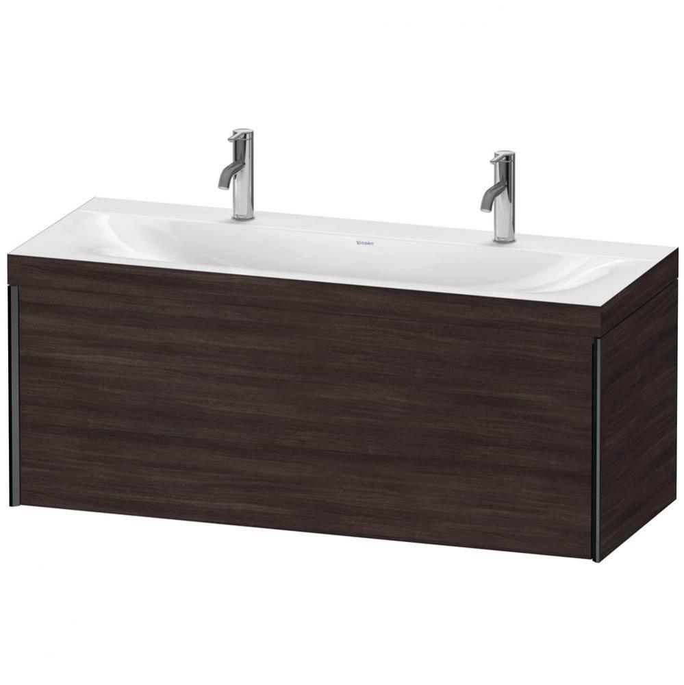 Duravit XViu One Drawer C-Bonded Wall-Mount Vanity Kit Chestnut Dark
