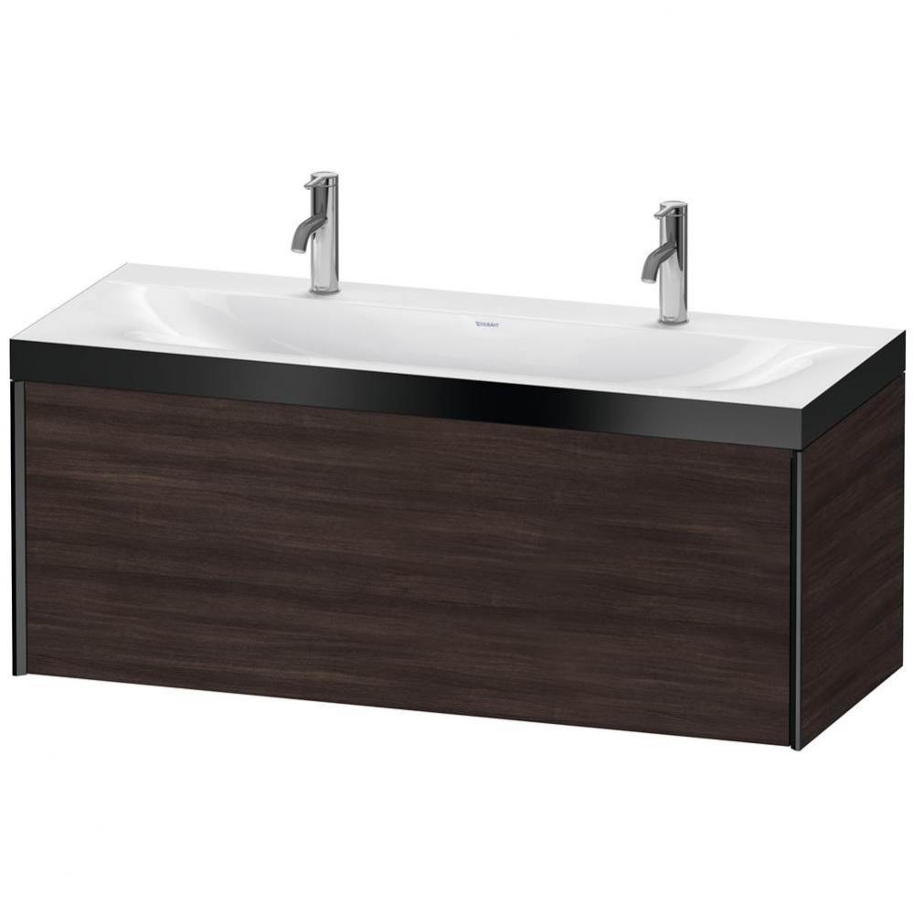 Duravit XViu One Drawer C-Bonded Wall-Mount Vanity Kit Chestnut Dark
